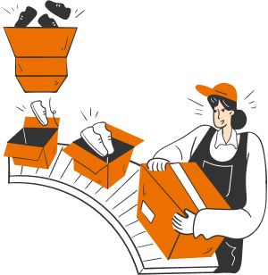 EC出荷の増加で作業が追いつかない様子のイラスト